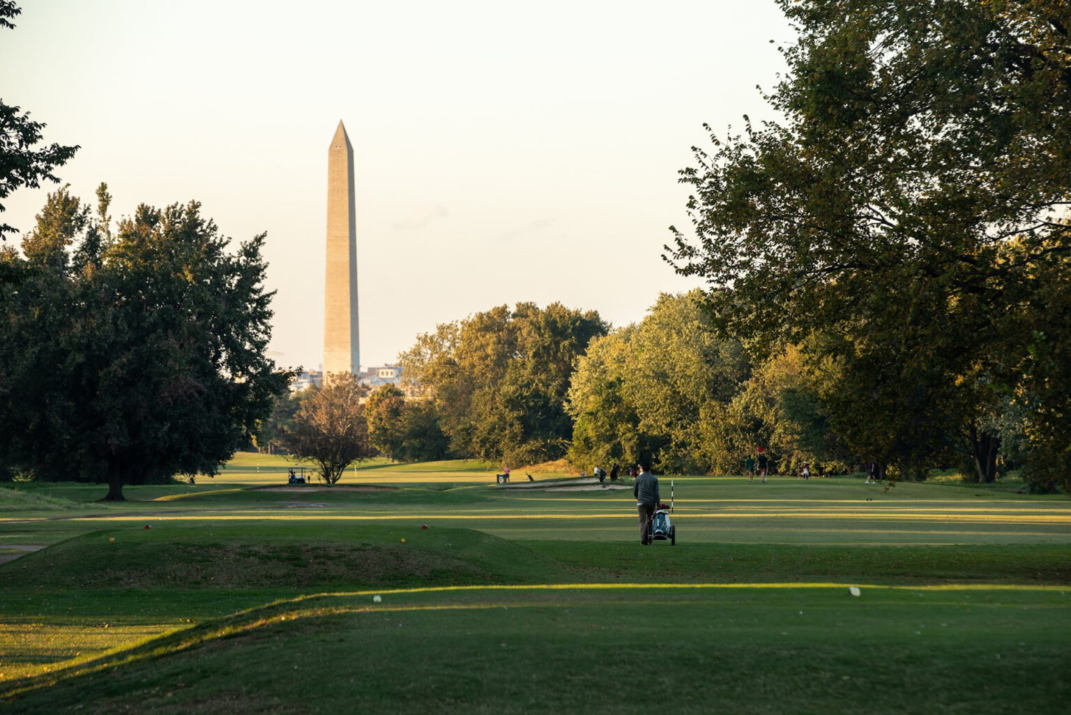 East Potomac Golf Links in Washington DC with the Washington Monument