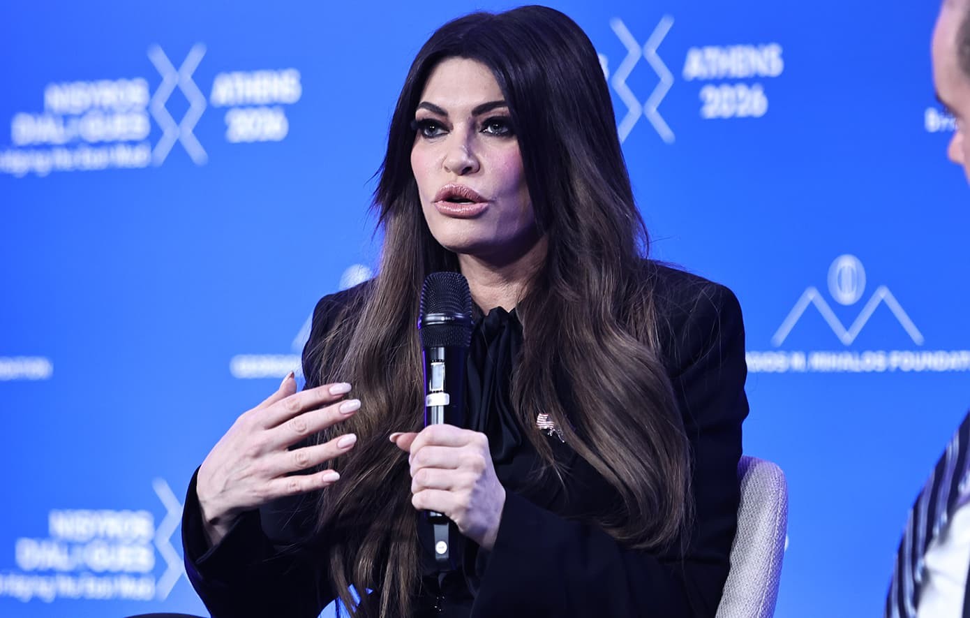Kimberly Guilfoyle speaking at a forum in Athens