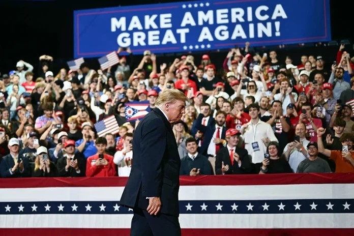 President Donald Trump at the Youngstown rally at the Covelli Centre